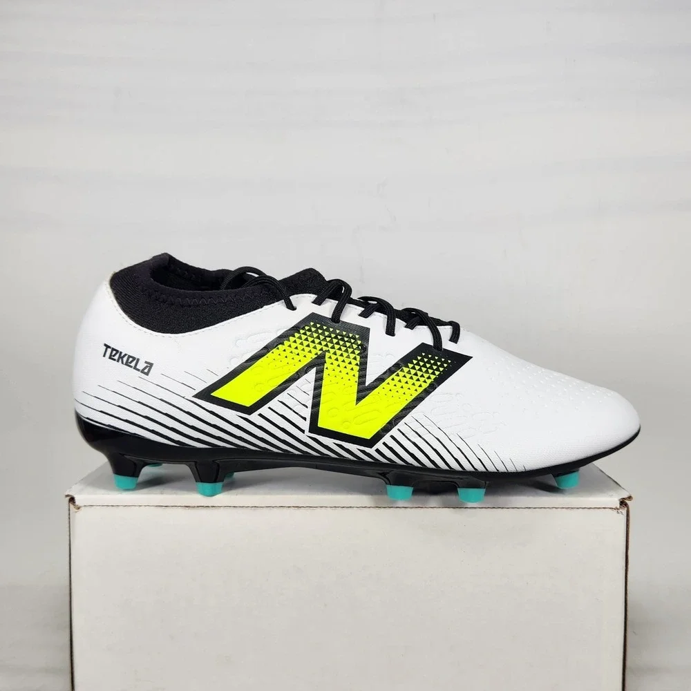 New Balance Soccer Cleats Mens Size 10 White Yellow Tekela Magique FG V4+ Cleats